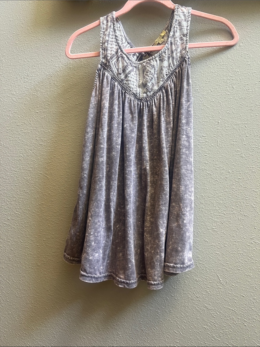 Kori Washed Acid washed purple Embroidered Yoke Tank
